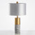 Round Bedside Nightstand Lamp Fabric 1-Light Minimalistic Table Light with Cylindrical Marble Base Grey Clearhalo 'Lamps' 'Table Lamps' Lighting' 2204687