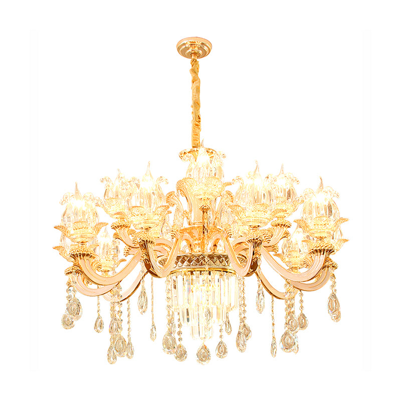 Handblown Glass Weathered Zinc Chandelier Pendant Light Floral Vintage Hanging Light with Crystal Accent 12 Dark Weathered Zinc Clearhalo 'Ceiling Lights' 'Chandeliers' Lighting' options 2204720_9cfcf78f-b240-4463-824c-e56d8c1062bd