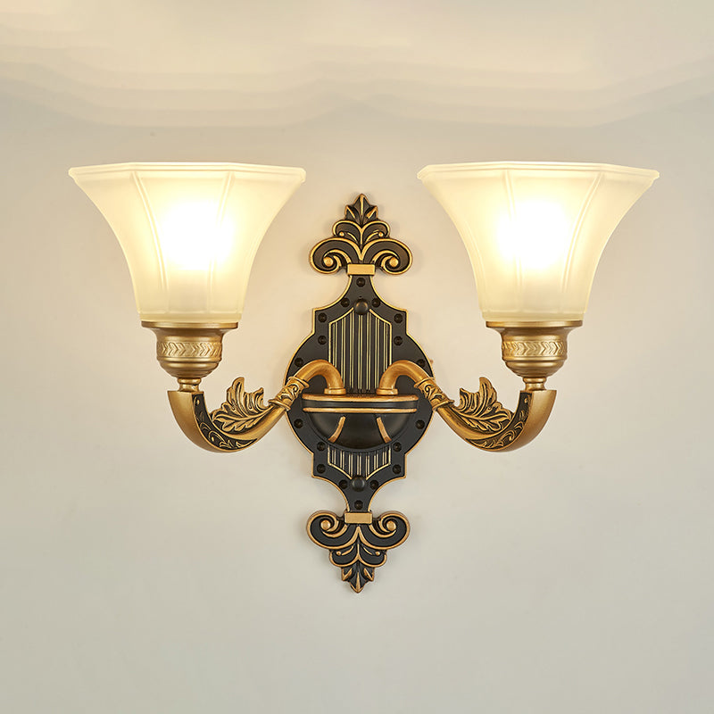 Retro Style Flared Suspension Light Cream Frosted Glass Chandelier Light for Living Room Clearhalo 'Ceiling Lights' 'Chandeliers' Lighting' options 2204744