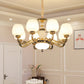 Bud Shade Frosted White Glass Chandelier Lighting Classic Living Room Pendant Light 8 White Clearhalo 'Ceiling Lights' 'Chandeliers' Lighting' options 2204754_2d779b3d-127e-42a3-aa27-4a9559907a79