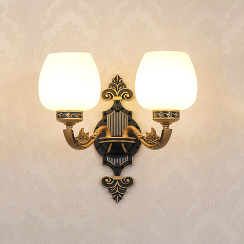 Bud Shade Frosted White Glass Chandelier Lighting Classic Living Room Pendant Light 2 White Clearhalo 'Ceiling Lights' 'Chandeliers' Lighting' options 2204757_8f8f7407-cb52-43b9-b4fa-48bc33377f3c