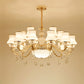 Classic Bud Chandelier Lighting White Glass Pendant Light with Crystal Draping for Living Room Clearhalo 'Ceiling Lights' 'Chandeliers' Lighting' options 2204794