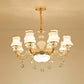 Classic Bud Chandelier Lighting White Glass Pendant Light with Crystal Draping for Living Room Clearhalo 'Ceiling Lights' 'Chandeliers' Lighting' options 2204798