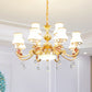 White Glass Bud Ceiling Lighting Traditional Living Room Chandelier Light Fixture with Crystal Draping 12 White A Clearhalo 'Ceiling Lights' 'Chandeliers' Lighting' options 2204818_cb419f52-96c4-4a29-b332-4504124bb6e4