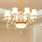 White Glass Bud Ceiling Lighting Traditional Living Room Chandelier Light Fixture with Crystal Draping Clearhalo 'Ceiling Lights' 'Chandeliers' Lighting' options 2204830
