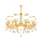 Handblown Glass Gold Chandelier Light Bud Retro Pendant Light Fixture with Crystal Accent Clearhalo 'Ceiling Lights' 'Chandeliers' Lighting' options 2204837