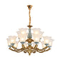 Frosted Glass Blue Chandelier Lighting Flared Classic Pendant Light with Ruffled Edge for Living Room Clearhalo 'Ceiling Lights' 'Chandeliers' Lighting' options 2204956