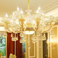 Gold Floral Ruffle Ceiling Lighting Traditional Jade Living Room Chandelier Light with Crystal Draping Clearhalo 'Ceiling Lights' 'Chandeliers' Lighting' options 2204968