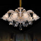 Vintage Floral Chandelier Pendant Light Ribbed Ruffle Glass Hanging Light with Crystal Accent 15 White-Gold Clearhalo 'Ceiling Lights' 'Chandeliers' Lighting' options 2204976_90ff3aac-2293-4e45-94ea-50df02b83bab