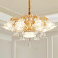 Vintage Floral Chandelier Pendant Light Ribbed Ruffle Glass Hanging Light with Crystal Accent 15 White Clearhalo 'Ceiling Lights' 'Chandeliers' Lighting' options 2204981_d6214714-d1ed-41ac-ba96-2795839983ae