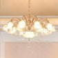 Ribbed Glass Ruffled Flower Suspension Light Retro Living Room Chandelier Light with Crystal Draping in Gold Gold A Clearhalo 'Ceiling Lights' 'Chandeliers' Lighting' options 2205002_0066cfe8-87ae-4c52-b20b-21510772ee71