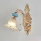 Textured Glass Blue Chandelier Pendant Light Flared Ruffle Vintage Hanging Light with Crystal Accent Clearhalo 'Ceiling Lights' 'Chandeliers' Lighting' options 2205043
