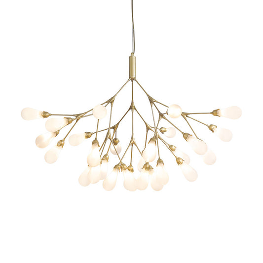 Metallic Branch Shaped Chandelier Lighting Minimalistic LED Pendant Light with Bulb-Shaped Glass Clearhalo 'Ceiling Lights' 'Chandeliers' 'Clear' 'Glass shade' 'Glass' 'Industrial' 'Modern Chandeliers' 'Modern' 'Tiffany' 'Traditional Chandeliers' Lighting' 2205072