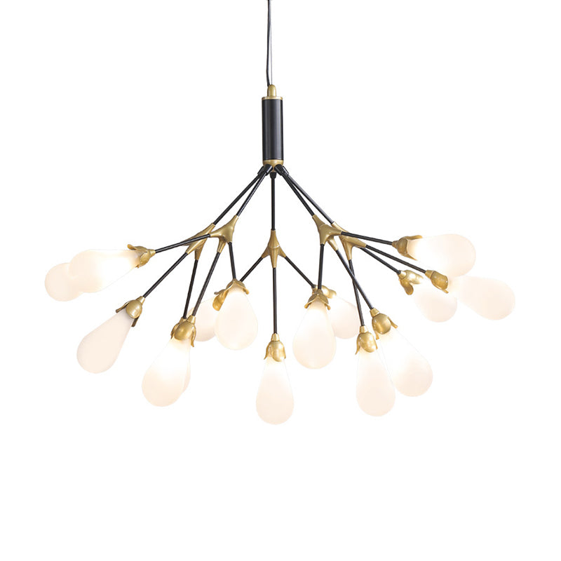 Metallic Branch Shaped Chandelier Lighting Minimalistic LED Pendant Light with Bulb-Shaped Glass 15 Textured White Clearhalo 'Ceiling Lights' 'Chandeliers' 'Clear' 'Glass shade' 'Glass' 'Industrial' 'Modern Chandeliers' 'Modern' 'Tiffany' 'Traditional Chandeliers' Lighting' 2205073