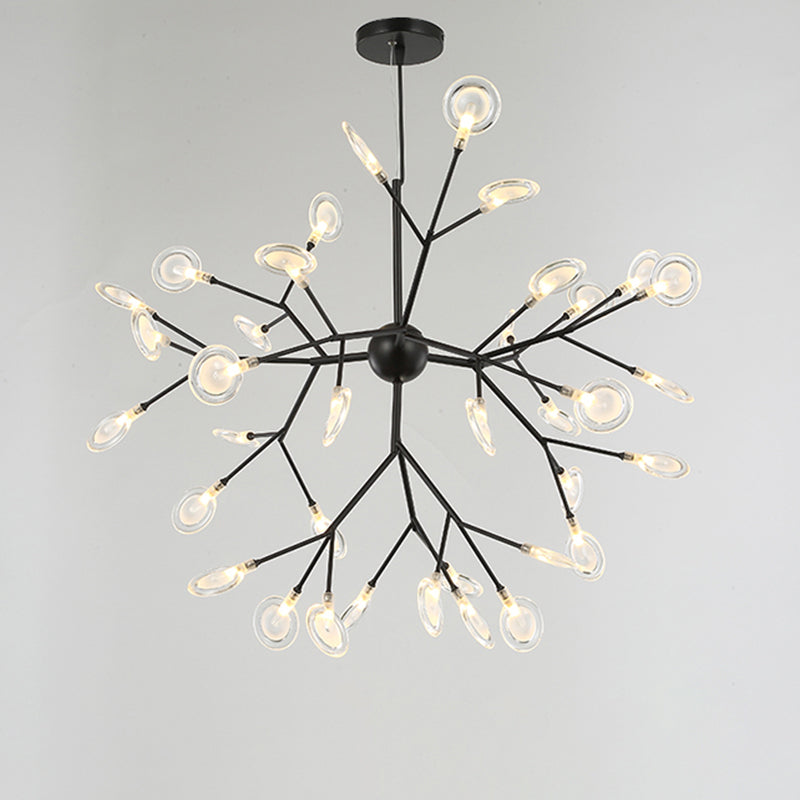 Sputnik Firefly LED Suspension Light Minimalist Acrylic Bedroom Chandelier Lighting 36 Black Clearhalo 'Ceiling Lights' 'Chandeliers' 'Modern Chandeliers' 'Modern' Lighting' 2205102