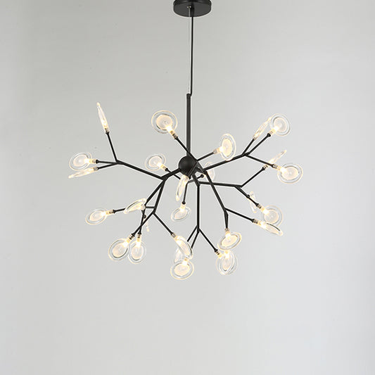 Sputnik Firefly LED Suspension Light Minimalist Acrylic Bedroom Chandelier Lighting 27 Black Clearhalo 'Ceiling Lights' 'Chandeliers' 'Modern Chandeliers' 'Modern' Lighting' 2205103