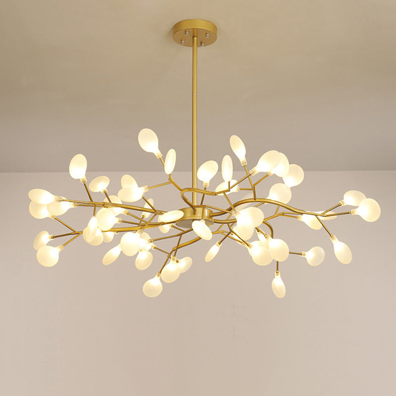 Simplicity Branched Firefly Chandelier Light Acrylic Living Room LED Pendant Light Fixture 54 Gold A Clearhalo 'Ceiling Lights' 'Chandeliers' 'Modern Chandeliers' 'Modern' Lighting' 2205104