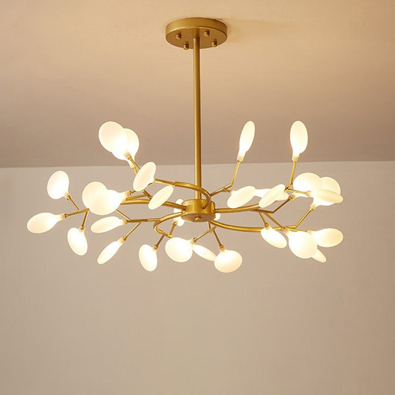 Simplicity Branched Firefly Chandelier Light Acrylic Living Room LED Pendant Light Fixture 30 Gold A Clearhalo 'Ceiling Lights' 'Chandeliers' 'Modern Chandeliers' 'Modern' Lighting' 2205108