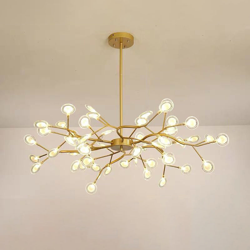 Simplicity Branched Firefly Chandelier Light Acrylic Living Room LED Pendant Light Fixture 54 Gold B Clearhalo 'Ceiling Lights' 'Chandeliers' 'Modern Chandeliers' 'Modern' Lighting' 2205109