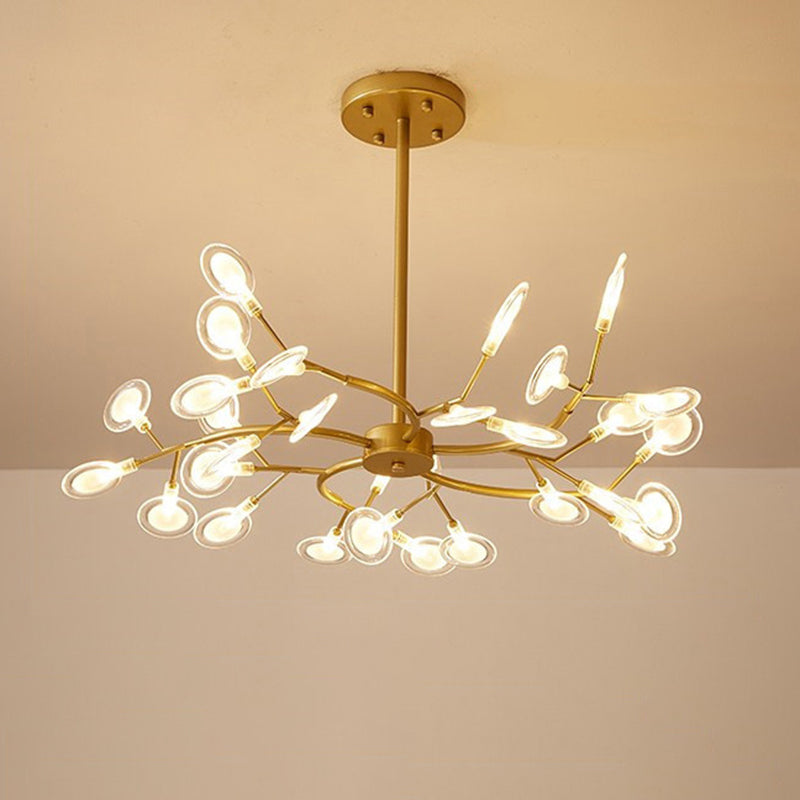 Simplicity Branched Firefly Chandelier Light Acrylic Living Room LED Pendant Light Fixture 30 Gold B Clearhalo 'Ceiling Lights' 'Chandeliers' 'Modern Chandeliers' 'Modern' Lighting' 2205111