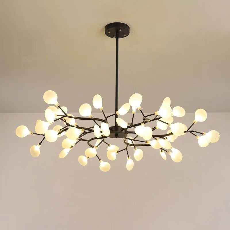 Simplicity Branched Firefly Chandelier Light Acrylic Living Room LED Pendant Light Fixture 54 Black A Clearhalo 'Ceiling Lights' 'Chandeliers' 'Modern Chandeliers' 'Modern' Lighting' 2205112