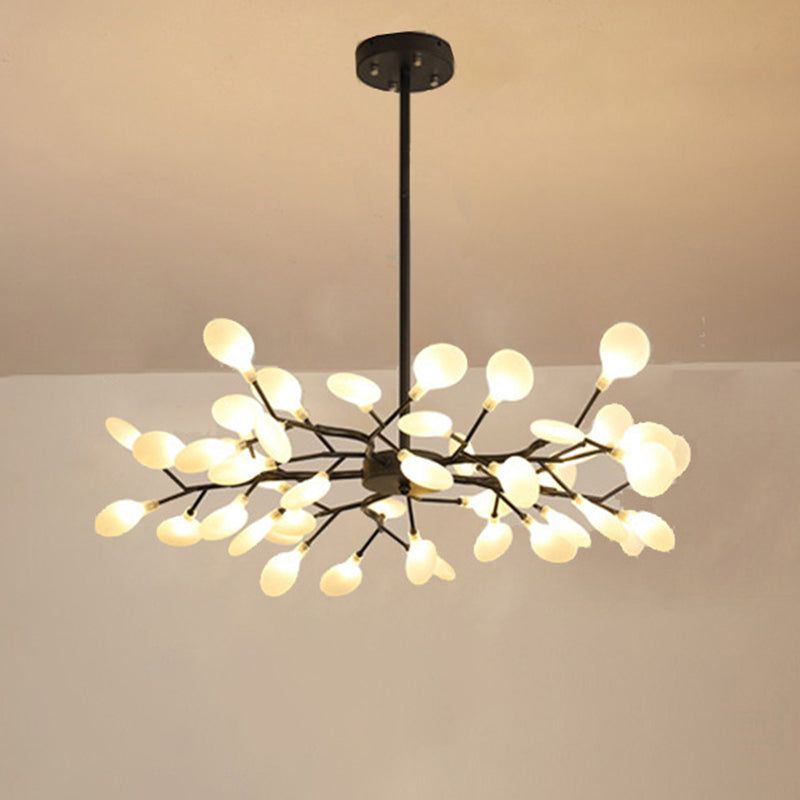 Simplicity Branched Firefly Chandelier Light Acrylic Living Room LED Pendant Light Fixture 45 Black A Clearhalo 'Ceiling Lights' 'Chandeliers' 'Modern Chandeliers' 'Modern' Lighting' 2205113