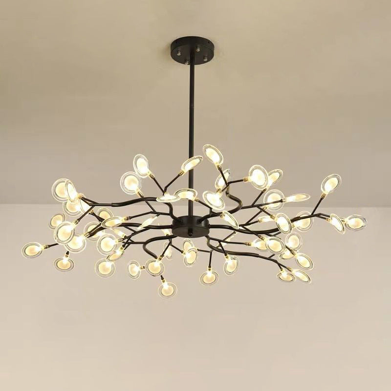 Simplicity Branched Firefly Chandelier Light Acrylic Living Room LED Pendant Light Fixture 54 Black B Clearhalo 'Ceiling Lights' 'Chandeliers' 'Modern Chandeliers' 'Modern' Lighting' 2205115