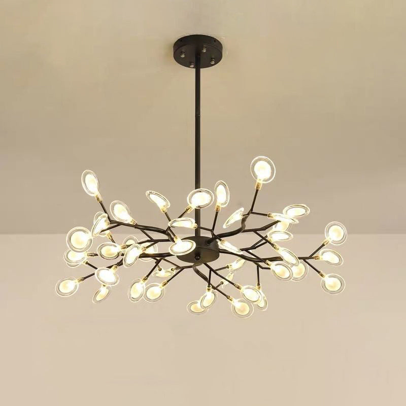 Simplicity Branched Firefly Chandelier Light Acrylic Living Room LED Pendant Light Fixture 45 Black B Clearhalo 'Ceiling Lights' 'Chandeliers' 'Modern Chandeliers' 'Modern' Lighting' 2205117