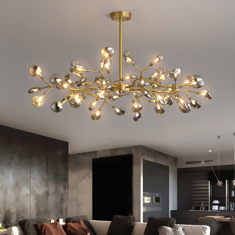 Tree Branch LED Ceiling Lighting Postmodern Metallic Living Room Chandelier Light Fixture Clearhalo 'Ceiling Lights' 'Chandeliers' 'Glass shade' 'Glass' 'Modern Chandeliers' 'Modern' Lighting' 2205149