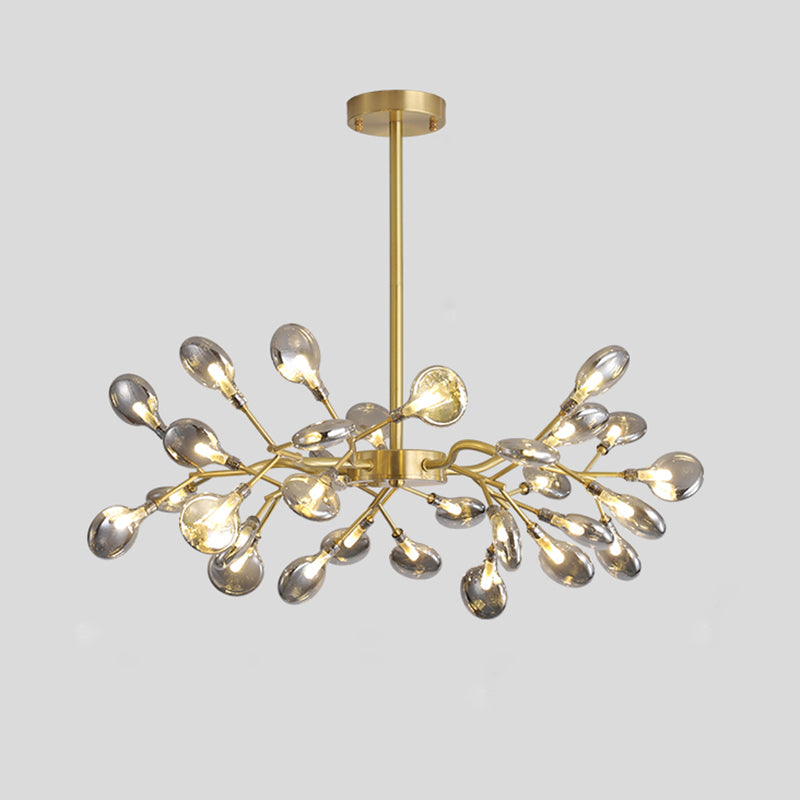 Tree Branch LED Ceiling Lighting Postmodern Metallic Living Room Chandelier Light Fixture 30 Brass C Clearhalo 'Ceiling Lights' 'Chandeliers' 'Glass shade' 'Glass' 'Modern Chandeliers' 'Modern' Lighting' 2205152