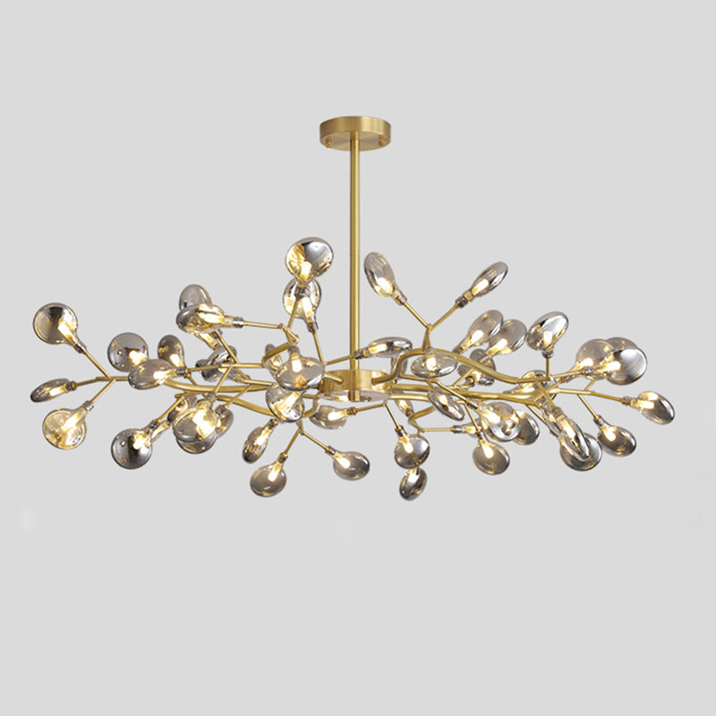 Tree Branch LED Ceiling Lighting Postmodern Metallic Living Room Chandelier Light Fixture 54 Brass C Clearhalo 'Ceiling Lights' 'Chandeliers' 'Glass shade' 'Glass' 'Modern Chandeliers' 'Modern' Lighting' 2205155