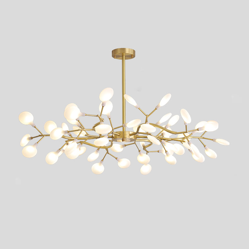 Tree Branch LED Ceiling Lighting Postmodern Metallic Living Room Chandelier Light Fixture 54 Brass B Clearhalo 'Ceiling Lights' 'Chandeliers' 'Glass shade' 'Glass' 'Modern Chandeliers' 'Modern' Lighting' 2205159