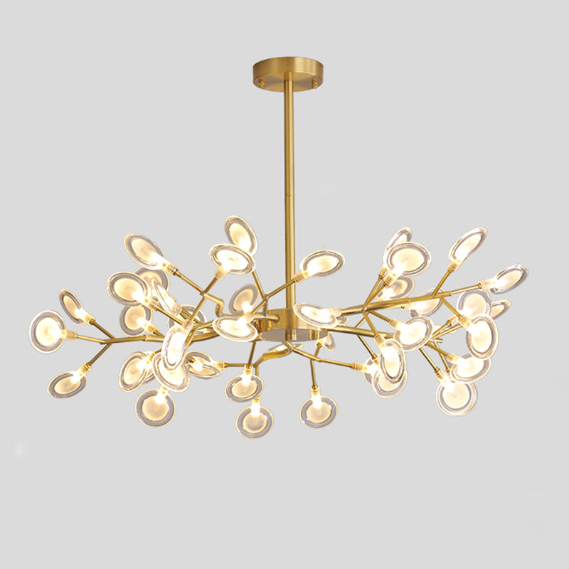 Tree Branch LED Ceiling Lighting Postmodern Metallic Living Room Chandelier Light Fixture 45 Brass A Clearhalo 'Ceiling Lights' 'Chandeliers' 'Glass shade' 'Glass' 'Modern Chandeliers' 'Modern' Lighting' 2205161