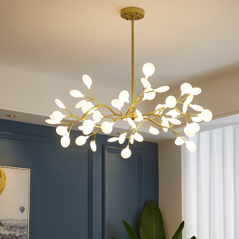 Metallic Branch Chandelier Light Simplicity LED Pendant Light Fixture for Living Room Clearhalo 'Ceiling Lights' 'Chandeliers' 'Glass shade' 'Glass' 'Modern Chandeliers' 'Modern' Lighting' 2205187