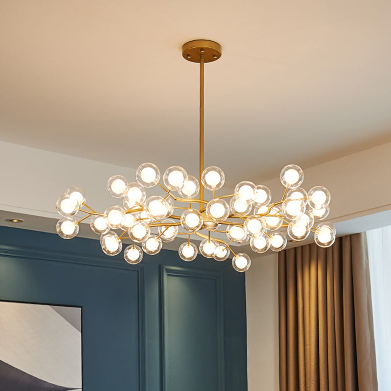 Metallic Branch Chandelier Light Simplicity LED Pendant Light Fixture for Living Room Clearhalo 'Ceiling Lights' 'Chandeliers' 'Glass shade' 'Glass' 'Modern Chandeliers' 'Modern' Lighting' 2205189