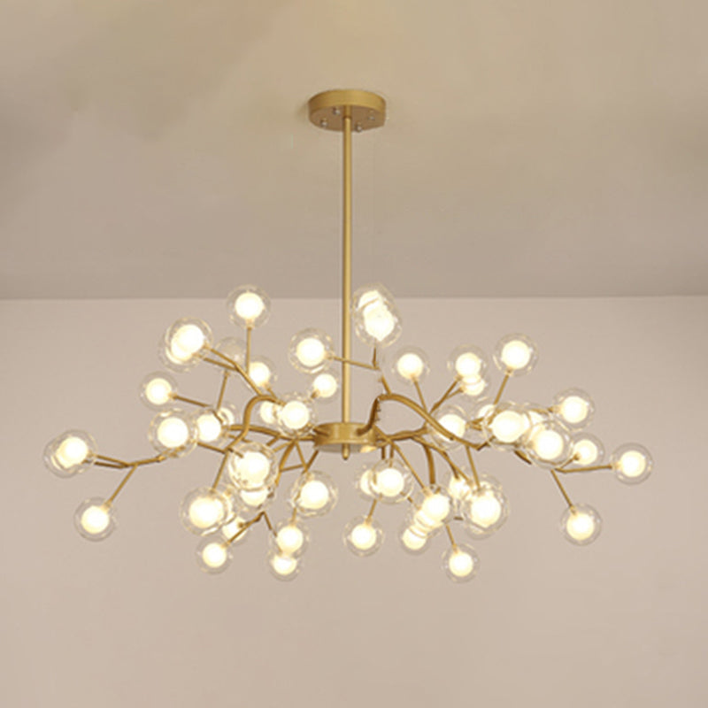 Metallic Branch Chandelier Light Simplicity LED Pendant Light Fixture for Living Room 54 Gold B Clearhalo 'Ceiling Lights' 'Chandeliers' 'Glass shade' 'Glass' 'Modern Chandeliers' 'Modern' Lighting' 2205190