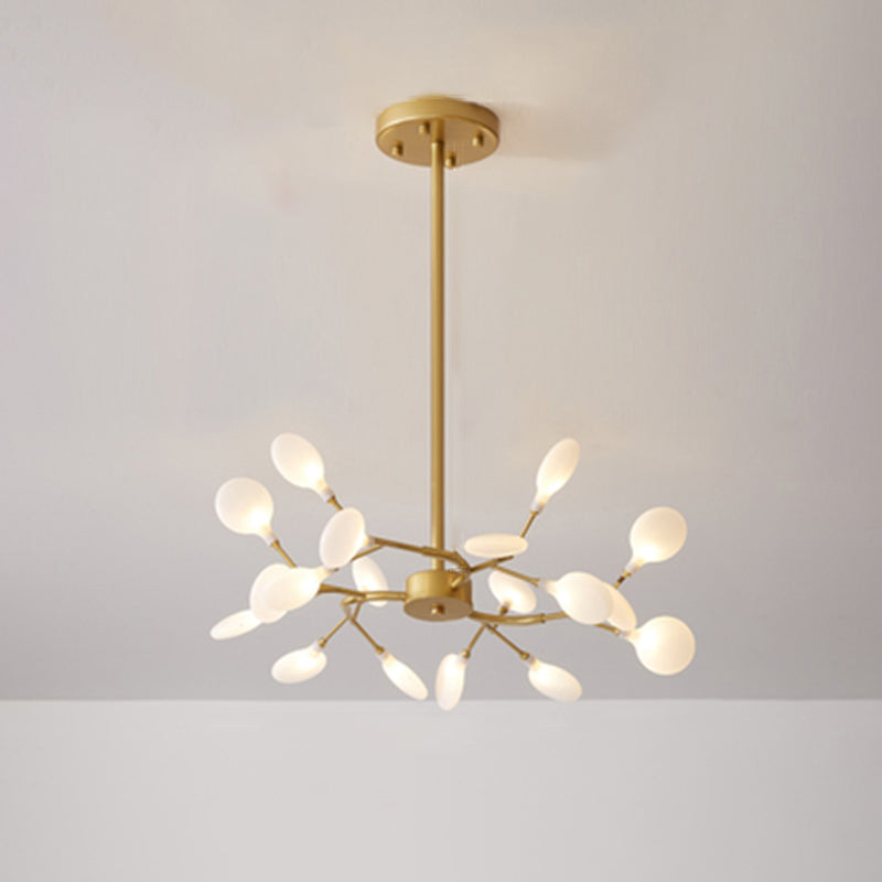 Metallic Branch Chandelier Light Simplicity LED Pendant Light Fixture for Living Room 18 Gold A Clearhalo 'Ceiling Lights' 'Chandeliers' 'Glass shade' 'Glass' 'Modern Chandeliers' 'Modern' Lighting' 2205191