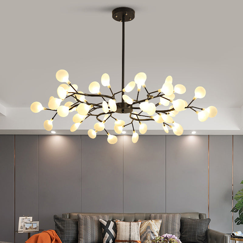 Metallic Branch Chandelier Light Simplicity LED Pendant Light Fixture for Living Room Clearhalo 'Ceiling Lights' 'Chandeliers' 'Glass shade' 'Glass' 'Modern Chandeliers' 'Modern' Lighting' 2205192