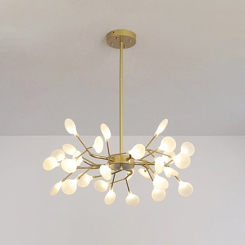 Metallic Branch Chandelier Light Simplicity LED Pendant Light Fixture for Living Room 30 Gold A Clearhalo 'Ceiling Lights' 'Chandeliers' 'Glass shade' 'Glass' 'Modern Chandeliers' 'Modern' Lighting' 2205193