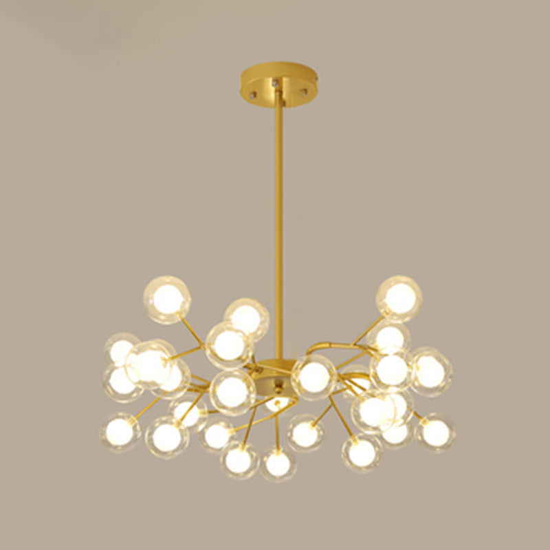 Metallic Branch Chandelier Light Simplicity LED Pendant Light Fixture for Living Room 30 Gold B Clearhalo 'Ceiling Lights' 'Chandeliers' 'Glass shade' 'Glass' 'Modern Chandeliers' 'Modern' Lighting' 2205196