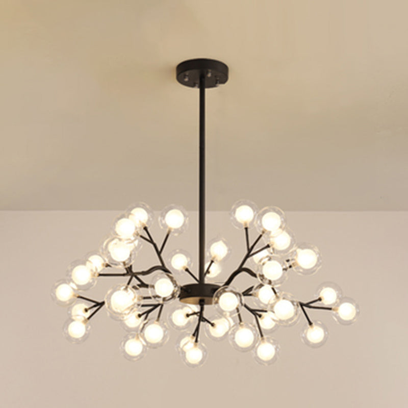 Metallic Branch Chandelier Light Simplicity LED Pendant Light Fixture for Living Room 45 Black B Clearhalo 'Ceiling Lights' 'Chandeliers' 'Glass shade' 'Glass' 'Modern Chandeliers' 'Modern' Lighting' 2205200