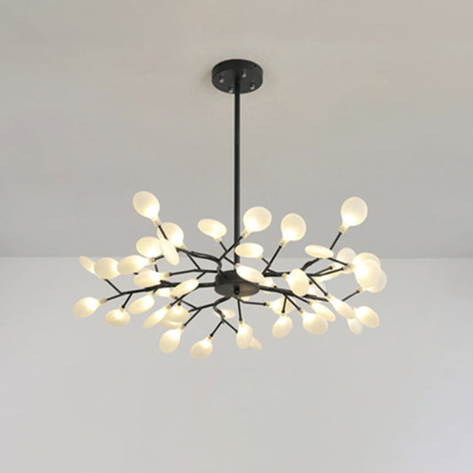 Metallic Branch Chandelier Light Simplicity LED Pendant Light Fixture for Living Room 45 Black A Clearhalo 'Ceiling Lights' 'Chandeliers' 'Glass shade' 'Glass' 'Modern Chandeliers' 'Modern' Lighting' 2205204