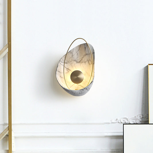 Shell Shaped Living Room LED Wall Lighting Resin Artistic Sconce Light with Metallic Ellipse White Clearhalo 'Cast Iron' 'Glass' 'Industrial' 'Modern wall lights' 'Modern' 'Tiffany' 'Traditional wall lights' 'Wall Lamps & Sconces' 'Wall Lights' Lighting' 2205283
