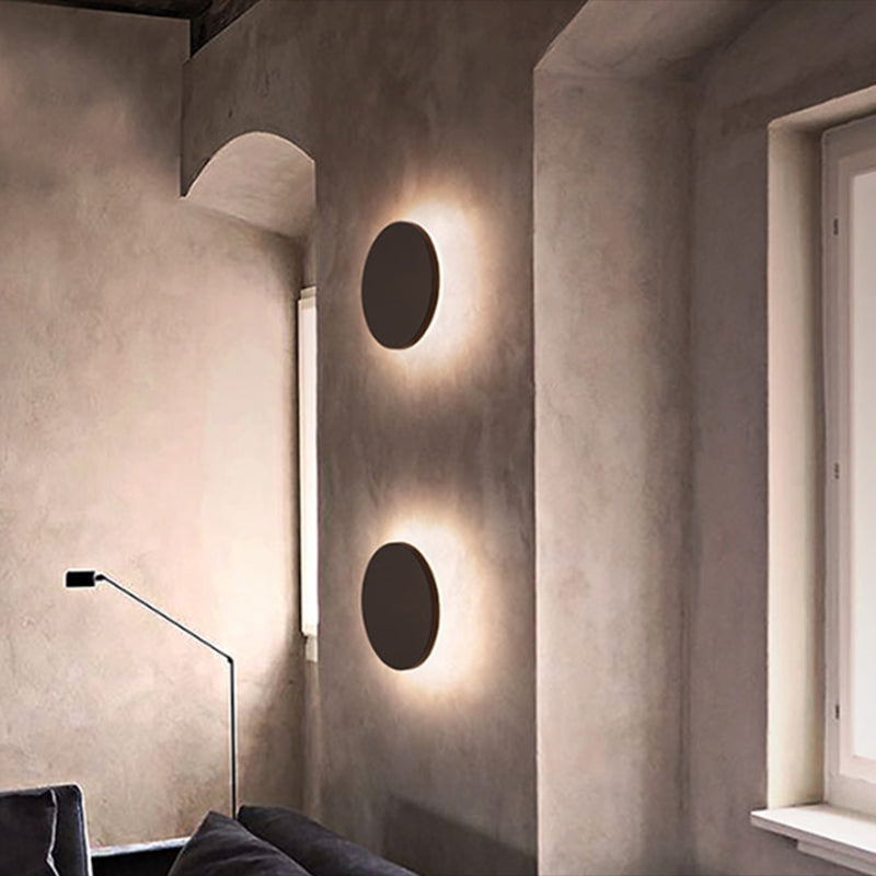 Flat Round LED Wall Mounted Lighting Simplicity Cement Bedroom Wall Sconce in Grey Clearhalo 'Modern wall lights' 'Modern' 'Wall Lamps & Sconces' 'Wall Lights' Lighting' 2205291