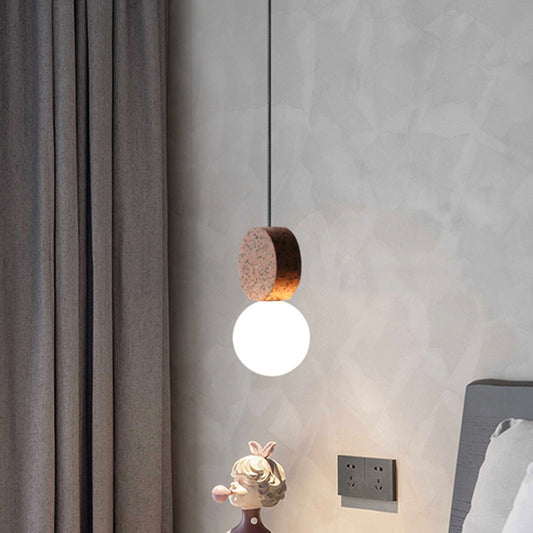 Globe Dining Room Ceiling Light Opal Glass Single Minimalistic Hanging Pendant Light with Terrazzo Decor Clearhalo 'Ceiling Lights' 'Modern Pendants' 'Modern' 'Pendant Lights' 'Pendants' Lighting' 2205295