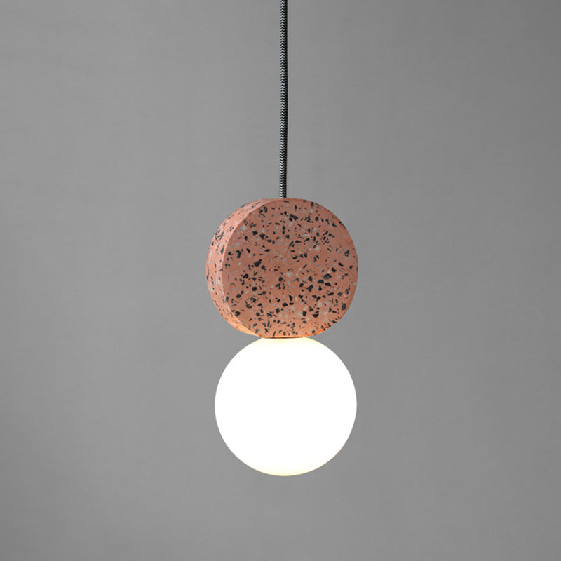 Globe Dining Room Ceiling Light Opal Glass Single Minimalistic Hanging Pendant Light with Terrazzo Decor Red Clearhalo 'Ceiling Lights' 'Modern Pendants' 'Modern' 'Pendant Lights' 'Pendants' Lighting' 2205296