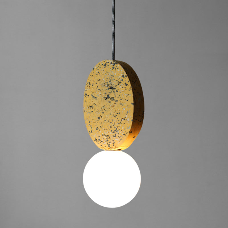 Globe Dining Room Ceiling Light Opal Glass Single Minimalistic Hanging Pendant Light with Terrazzo Decor Yellow Clearhalo 'Ceiling Lights' 'Modern Pendants' 'Modern' 'Pendant Lights' 'Pendants' Lighting' 2205297