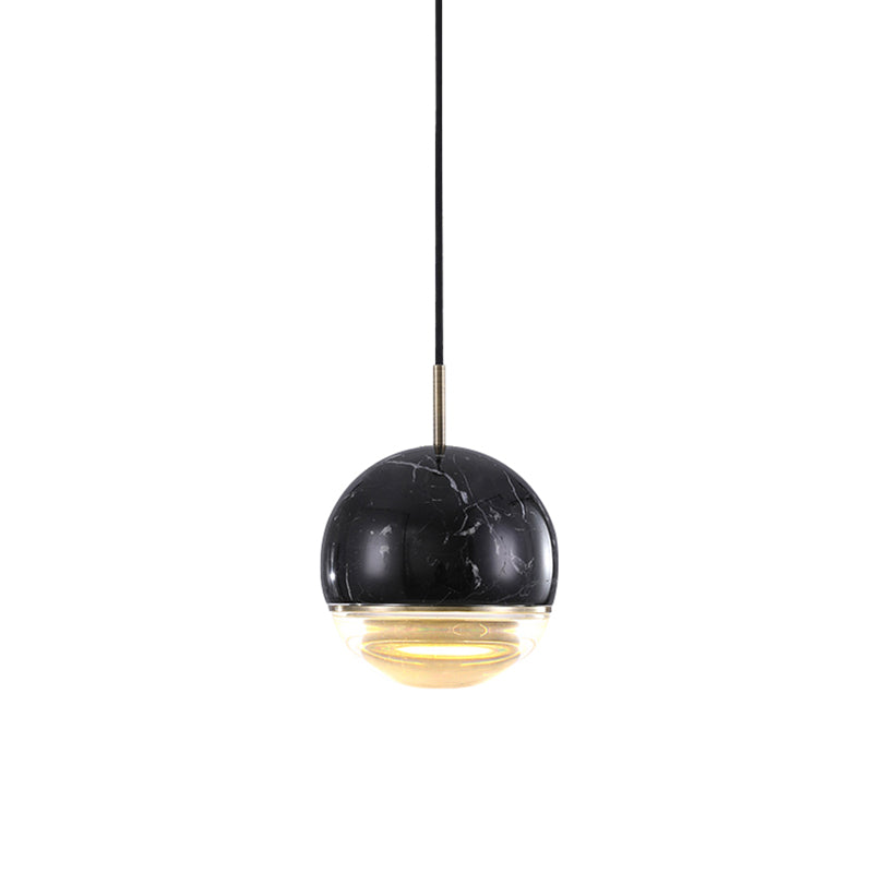 Dome Pendant Light Simplicity Marble Single-Bulb Dining Room Suspension Light Fixture Black 4" Clearhalo 'Ceiling Lights' 'Glass shade' 'Glass' 'Modern Pendants' 'Modern' 'Pendant Lights' 'Pendants' Lighting' 2205305