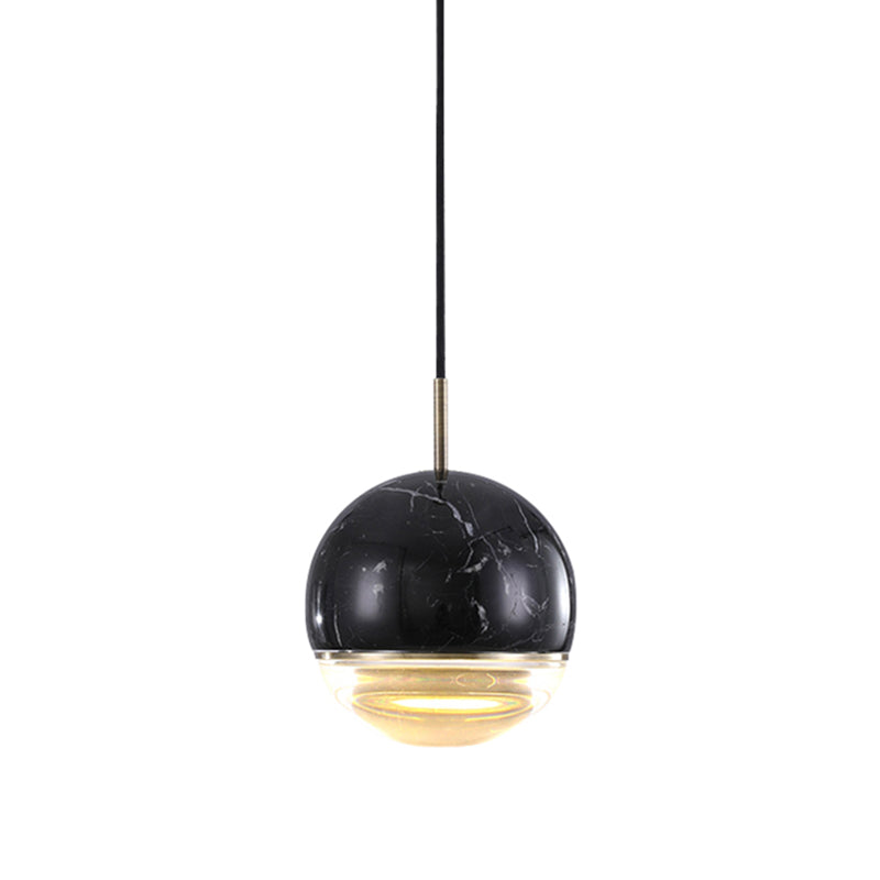 Dome Pendant Light Simplicity Marble Single-Bulb Dining Room Suspension Light Fixture Black 6" Clearhalo 'Ceiling Lights' 'Glass shade' 'Glass' 'Modern Pendants' 'Modern' 'Pendant Lights' 'Pendants' Lighting' 2205307
