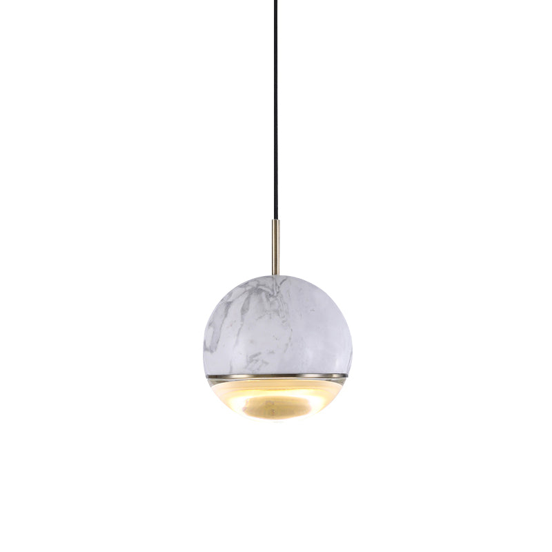 Dome Pendant Light Simplicity Marble Single-Bulb Dining Room Suspension Light Fixture White 4" Clearhalo 'Ceiling Lights' 'Glass shade' 'Glass' 'Modern Pendants' 'Modern' 'Pendant Lights' 'Pendants' Lighting' 2205308